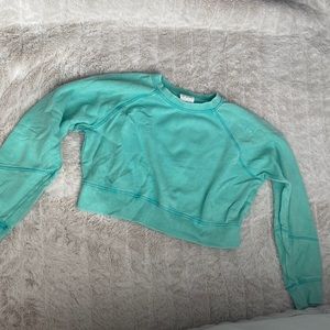 Jolyn Cropped Teal Crewneck